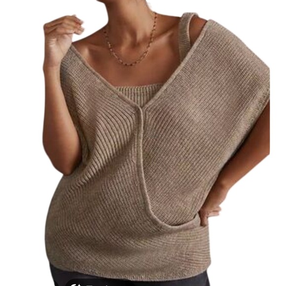 Anthropologie Sweaters - By‎ Anthropologie Twist-Front Sweater Set Grey Gris 2-Piece Tank Pullover XS NWT
